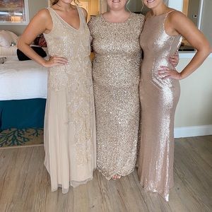 Adrianna papell gold champagne beaded dress